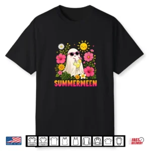 Funny Summerween Cute Spooky Ghost Halloween Beach Summer Shirt