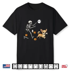 Funny Chihuahua Steals Skeleton Bone Halloween Dog Lover Shirt
