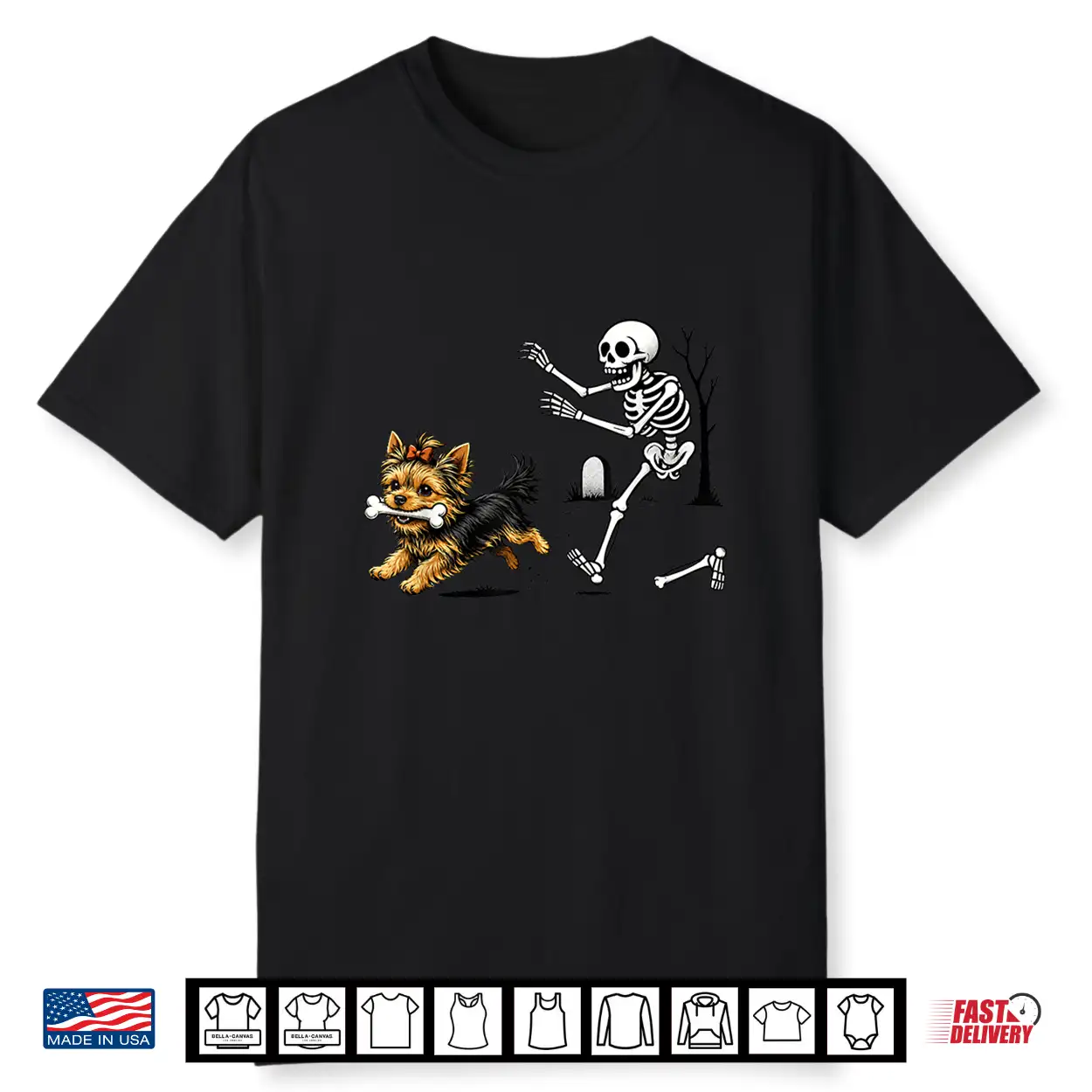 Funny Yorkie Skeleton And Halloween Shirt Funny Yorkie Skeleton And Halloween Shirt