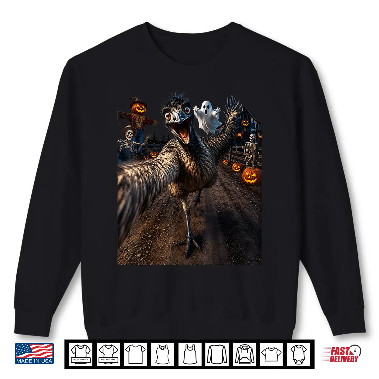 Emu Halloween Selfie Funny Scared Bird Spooky Meme Shirt Emu Halloween Selfie Funny Scared Bird Spooky Meme Shirt