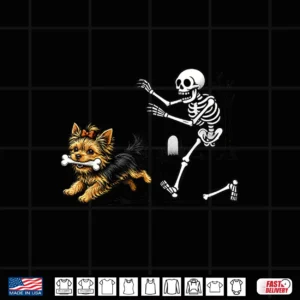 Funny Yorkie Skeleton And Halloween Shirt 4 Design Funny Yorkie Skeleton and Halloween Shirt