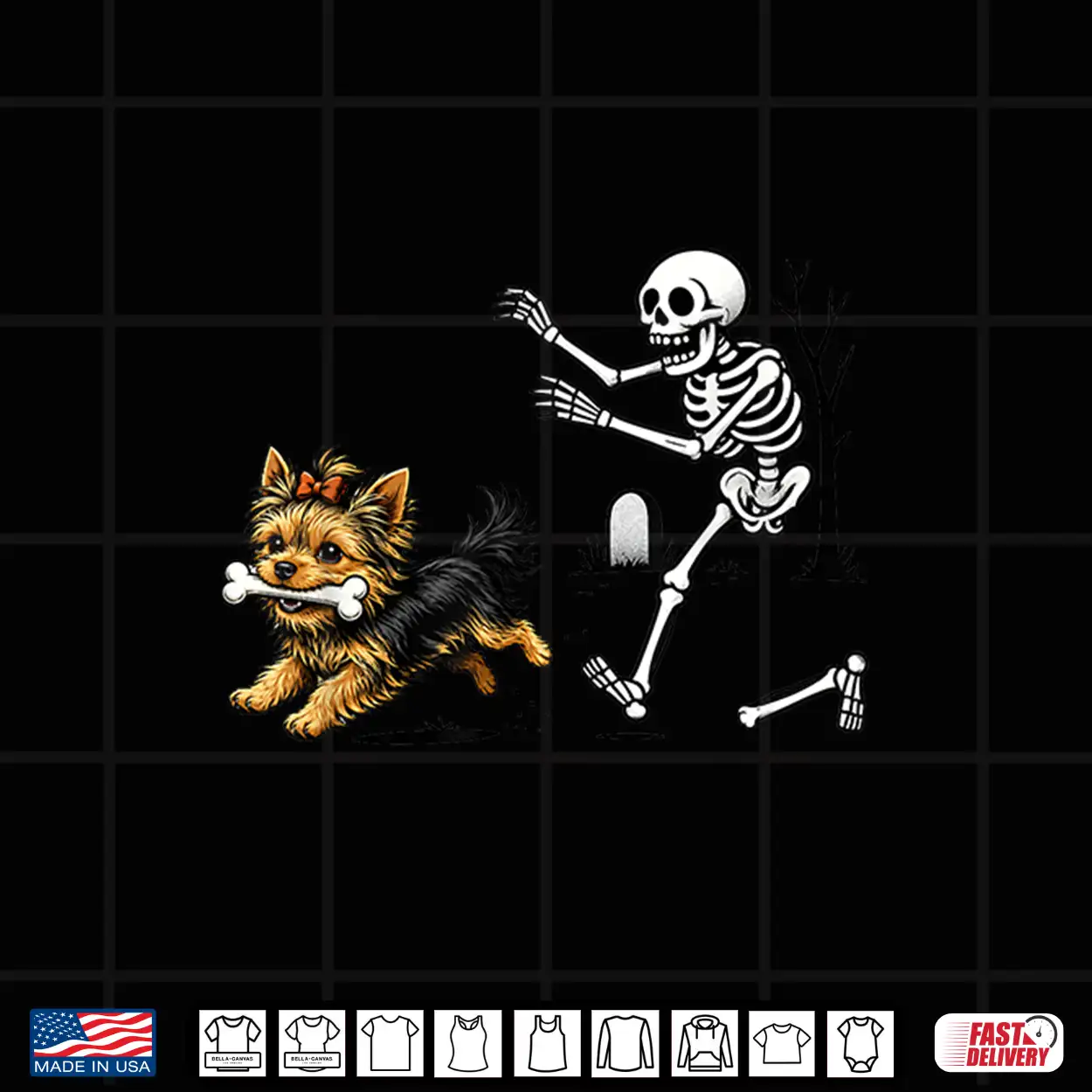 Funny Yorkie Skeleton And Halloween Shirt Funny Yorkie Skeleton And Halloween Shirt
