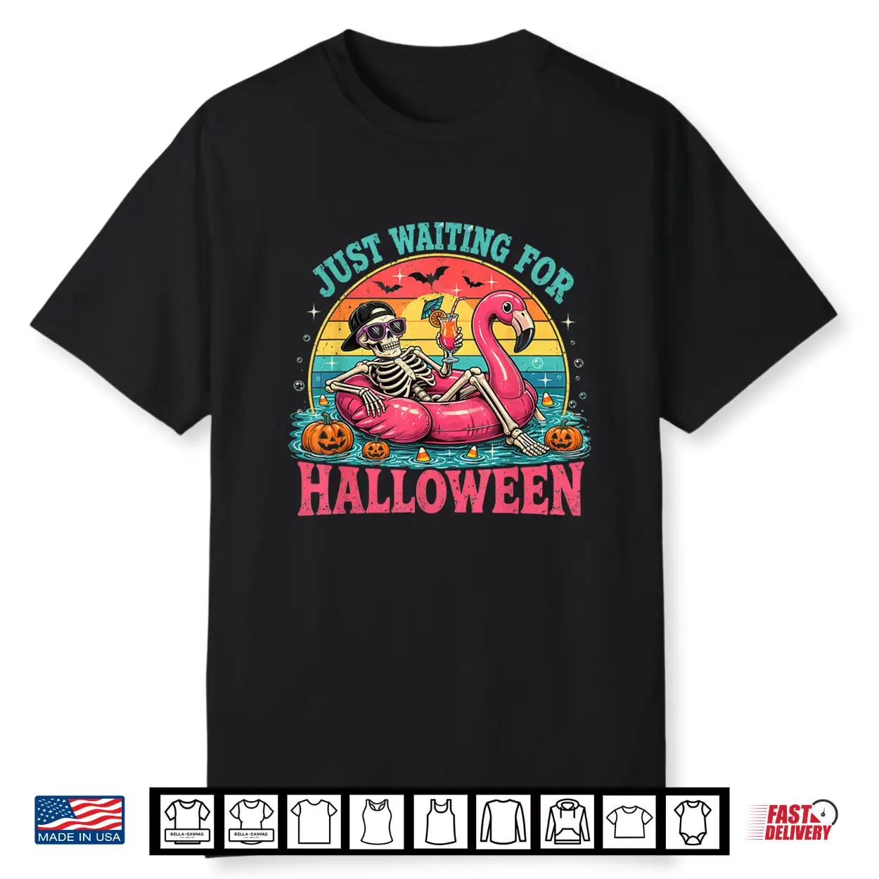 Just Waiting For Halloween Spooky Summer Skeleton Men Women Shirt Just Waiting For Halloween Spooky Summer Skeleton Men Women Shirt