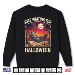 Just Waiting For Halloween Skeleton Beach Shirt 2 Sweatshirt Just Waiting for Halloween Skeleton Beach Shirt