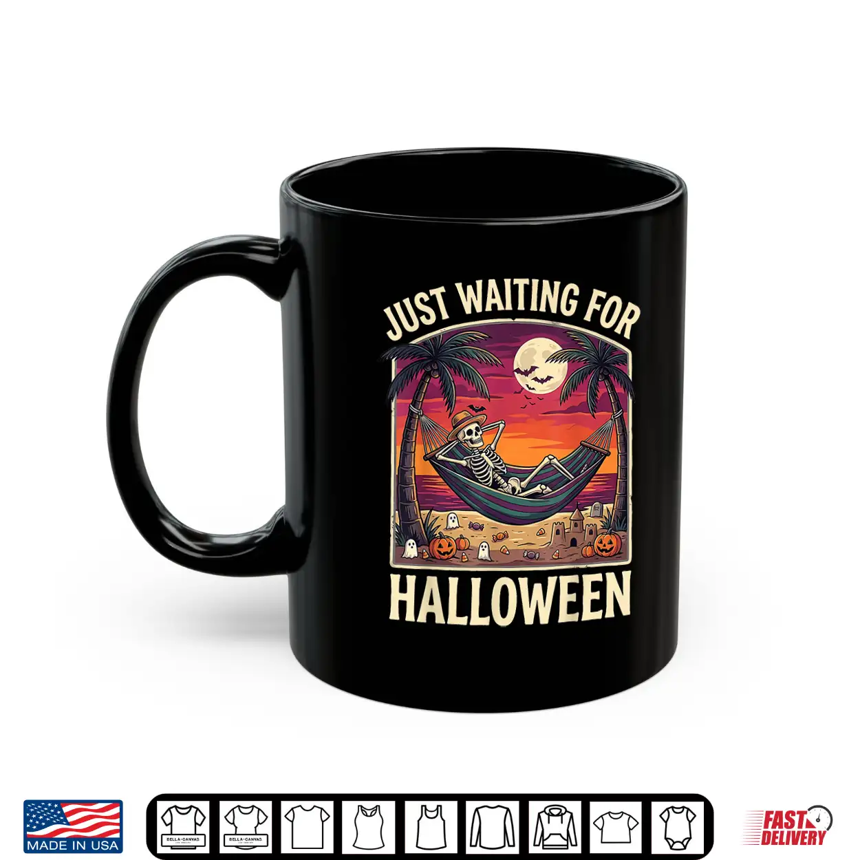 Just Waiting For Halloween Skeleton Beach Shirt Just Waiting For Halloween Skeleton Beach Shirt