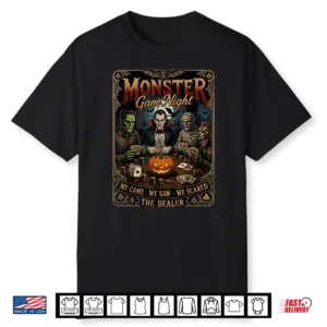 Monster Game Night Funny Halloween Card Player Graphic Shirt