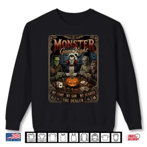 Monster Game Night Funny Halloween Card Player Graphic Shirt 2 Sweatshirt Monster Game Night Funny Halloween Card Player Graphic Shirt