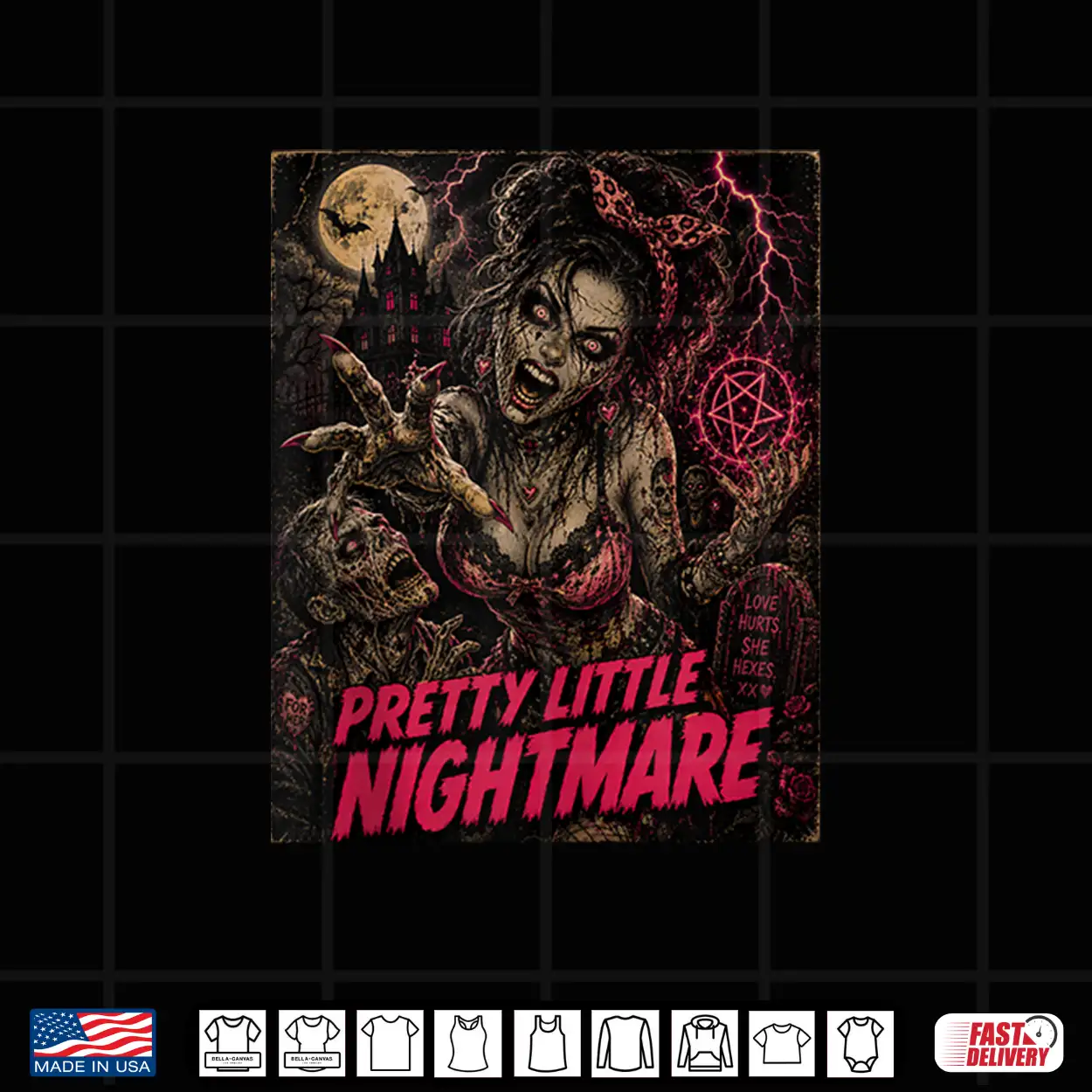 Pretty Little Nightmare Dark Humor Goth Glam Crazy Women Alt Shirt Pretty Little Nightmare Dark Humor Goth Glam Crazy Women Alt Shirt