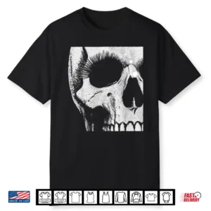 Skull Grunge Black White Art Graphic For Men Women Halloween Shirt