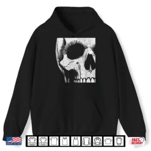 Hoodie Skull Grunge Black White Art Graphic for Men Women Halloween Shirt
