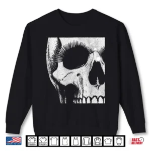Sweatshirt Skull Grunge Black White Art Graphic for Men Women Halloween Shirt
