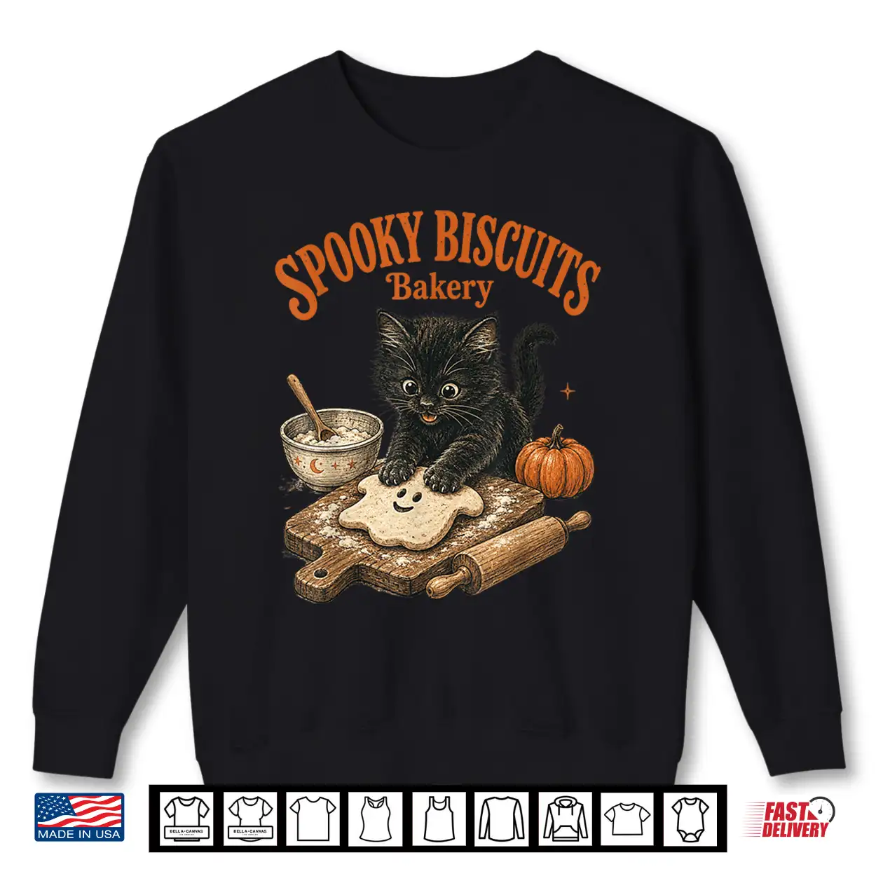Spooky Biscuits Bakery Club Funny Black Cat Baking Ghost Shirt Spooky Biscuits Bakery Club Funny Black Cat Baking Ghost Shirt