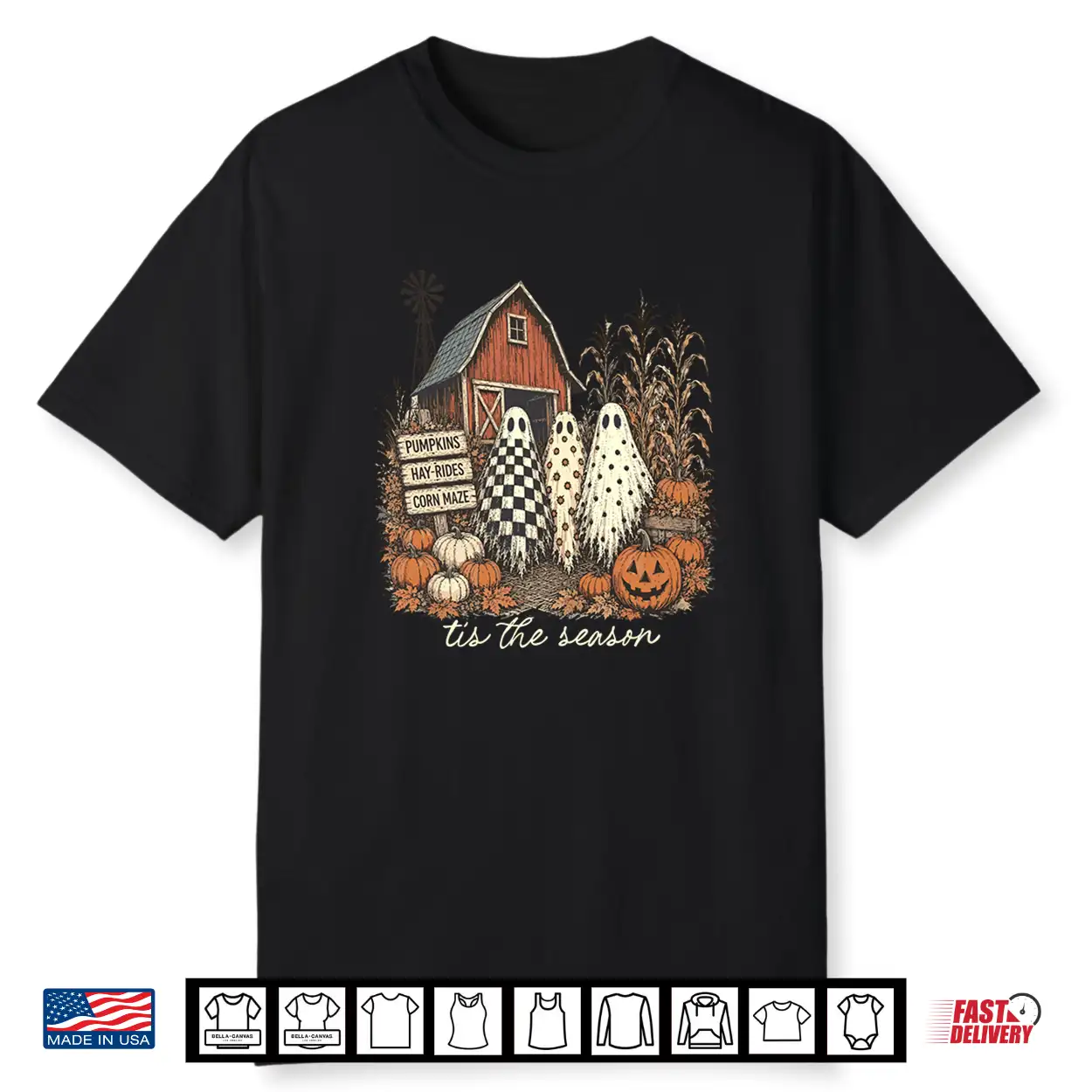 Spooky Halloween Ghost Pumpkin Patch Barn Autumn Fall Vibes Shirt Spooky Halloween Ghost Pumpkin Patch Barn Autumn Fall Vibes Shirt