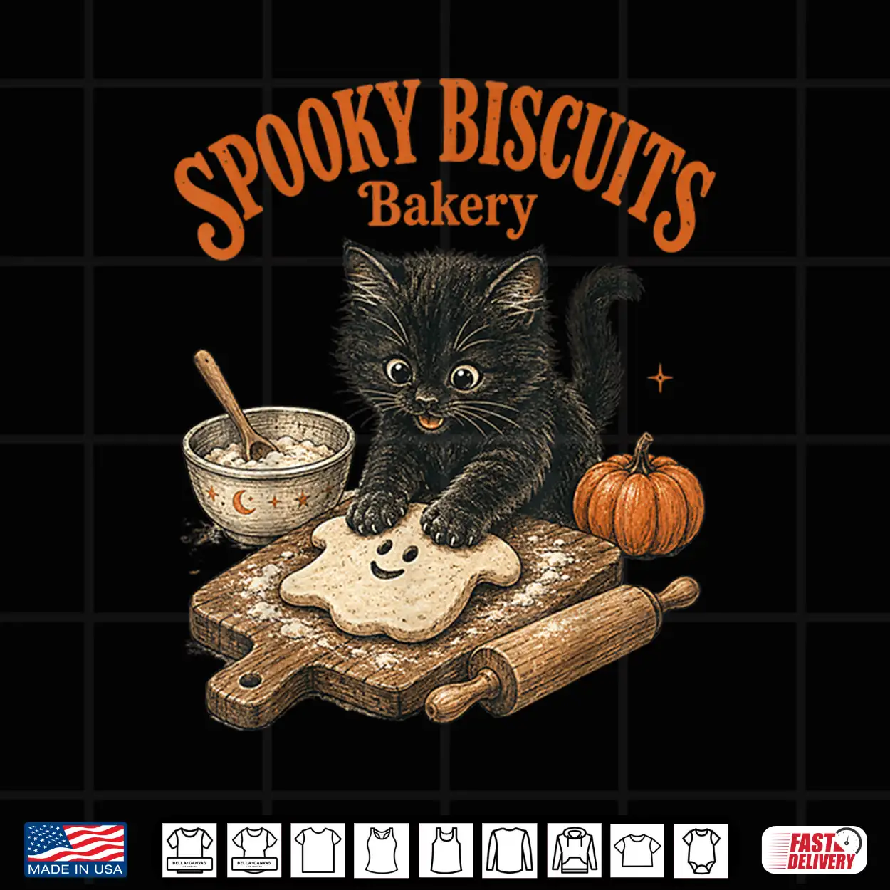 Spooky Biscuits Bakery Club Funny Black Cat Baking Ghost Shirt Spooky Biscuits Bakery Club Funny Black Cat Baking Ghost Shirt