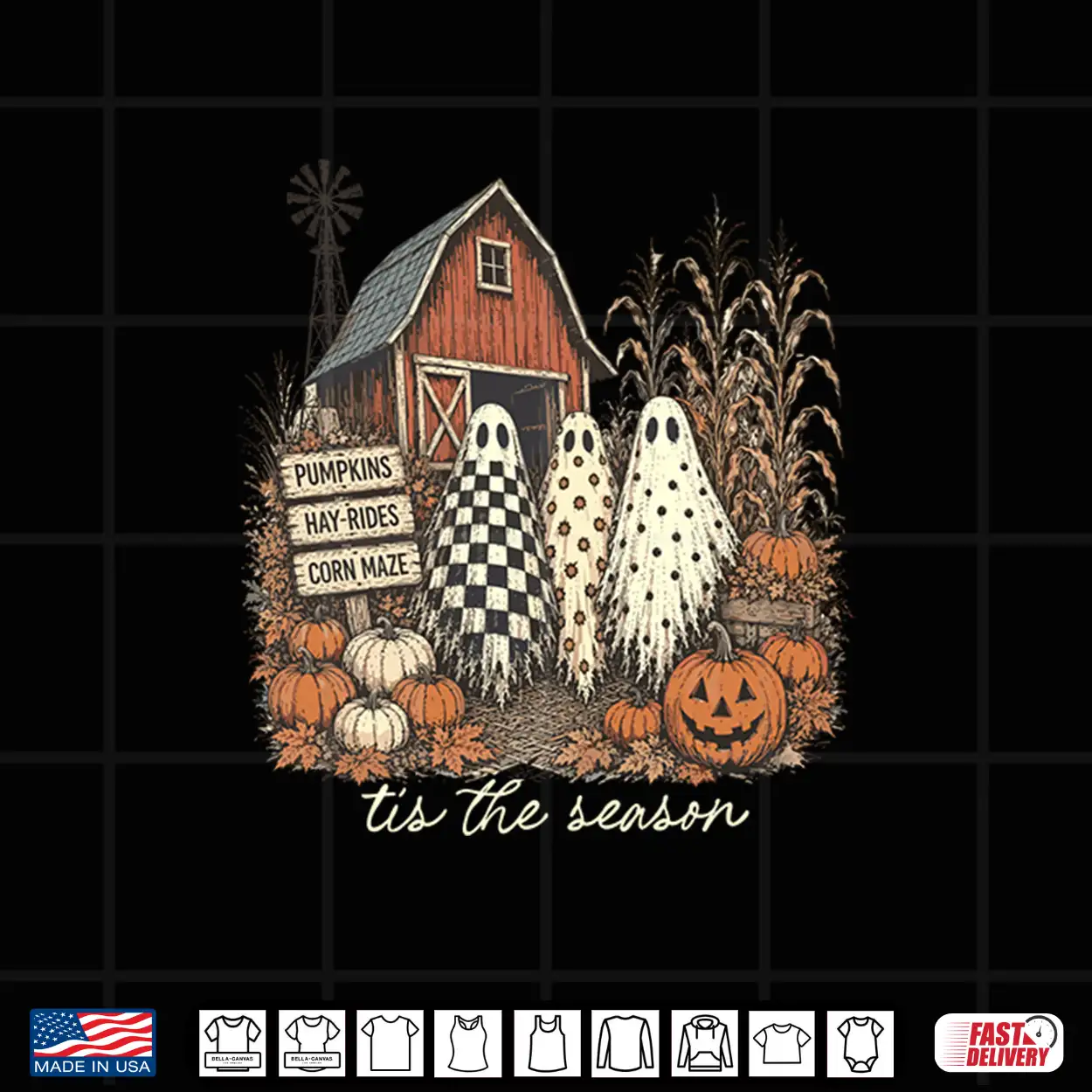 Spooky Halloween Ghost Pumpkin Patch Barn Autumn Fall Vibes Shirt Spooky Halloween Ghost Pumpkin Patch Barn Autumn Fall Vibes Shirt