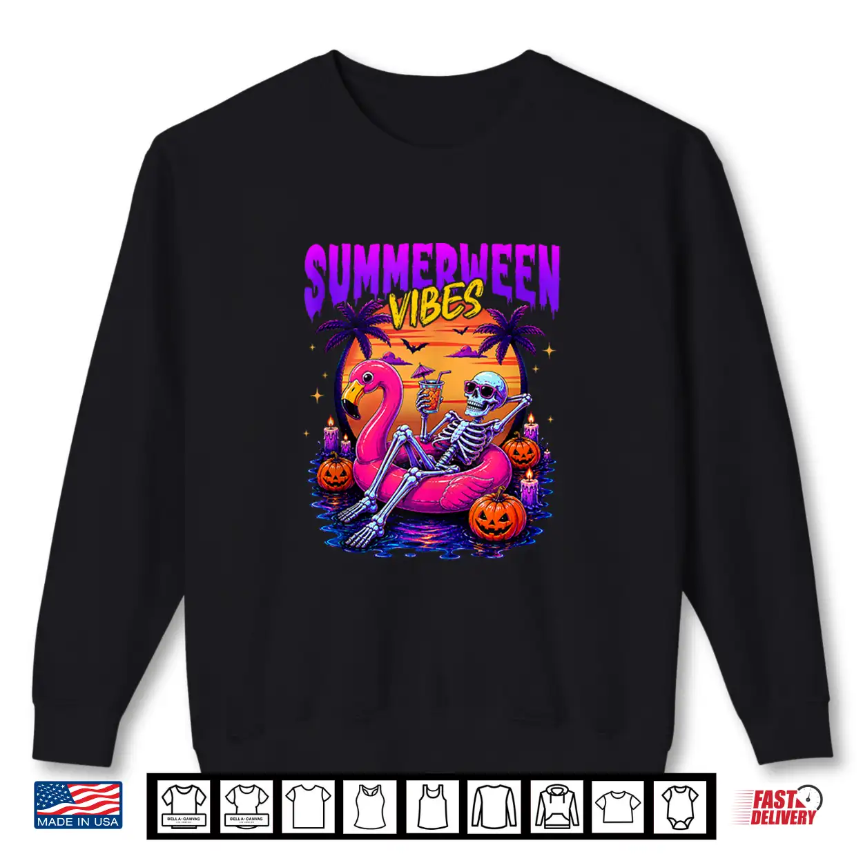 Summerween Vibes Skeleton Floating In Flamingo Beach Summer Shirt Summerween Vibes Skeleton Floating In Flamingo Beach Summer Shirt
