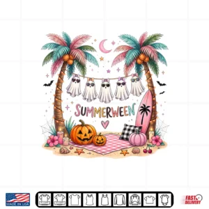 Summerween Palm Trees Ghosts Beach Halloween Shirt 4 Design Summerween Palm Trees Ghosts Beach Halloween Shirt