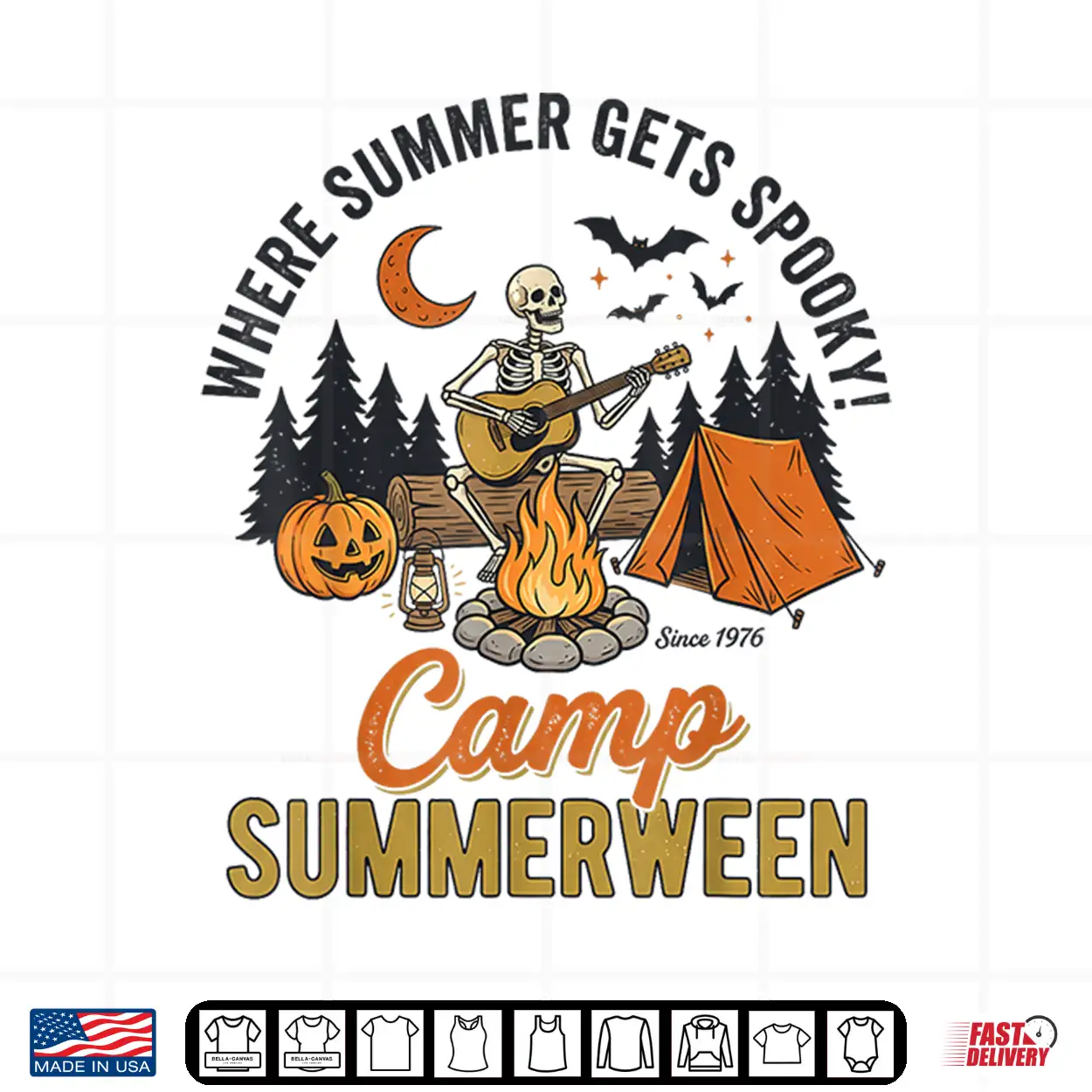 Summerween Where Summer Gets Spooky Camping Skeleton Camper Shirt Summerween Where Summer Gets Spooky Camping Skeleton Camper Shirt
