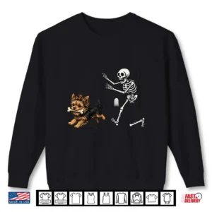 Sweatshirt Yorkie Dog Skeleton Halloween Spooky Puppy Lover Shirt