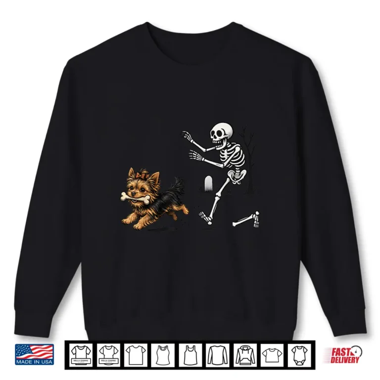 Yorkie Dog Skeleton Halloween Spooky Puppy Lover Shirt