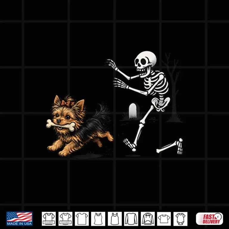 Yorkie Dog Skeleton Halloween Spooky Puppy Lover Shirt