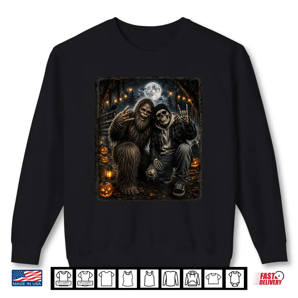 Funny Bigfoot Skeleton Halloween Rock Pumpkin Sasquatch Moon Shirt Funny Bigfoot Skeleton Halloween Rock Pumpkin Sasquatch Moon Shirt