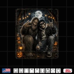 Funny Bigfoot Skeleton Halloween Rock Pumpkin Sasquatch Moon Shirt 4 Design Funny Bigfoot Skeleton Halloween Rock Pumpkin Sasquatch Moon Shirt