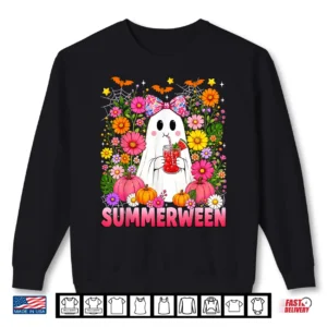 Funny Summerween Ghost Coquette Halloween Summer Floral Kids Shirt 2 Sweatshirt Funny Summerween Ghost Coquette Halloween Summer Floral Kids Shirt