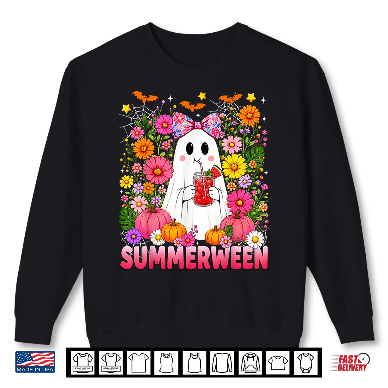Funny Summerween Ghost Coquette Halloween Summer Floral Kids Shirt Funny Summerween Ghost Coquette Halloween Summer Floral Kids Shirt
