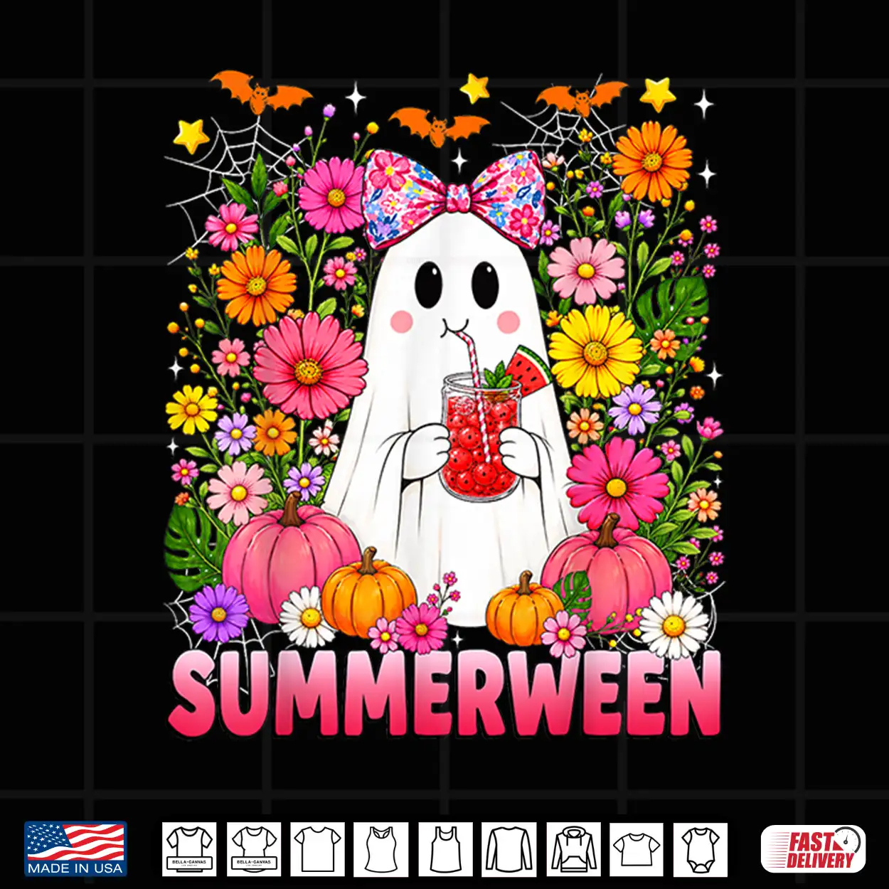 Funny Summerween Ghost Coquette Halloween Summer Floral Kids Shirt Funny Summerween Ghost Coquette Halloween Summer Floral Kids Shirt