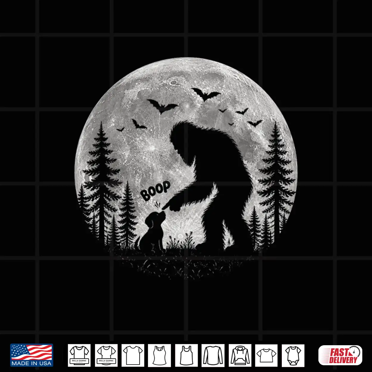 Halloween Boop Bigfoot Dog Full Moon Forest Men Women Shirt Halloween Boop Bigfoot Dog Full Moon Forest Men Women Shirt