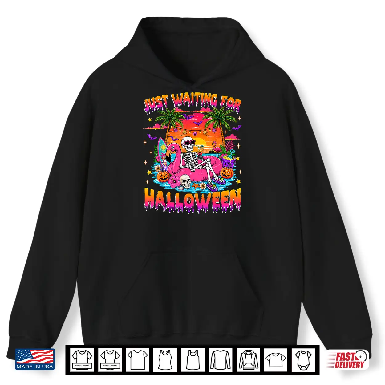 Just Waiting For Halloween Skeleton Summerween Floral Kids Shirt Just Waiting For Halloween Skeleton Summerween Floral Kids Shirt