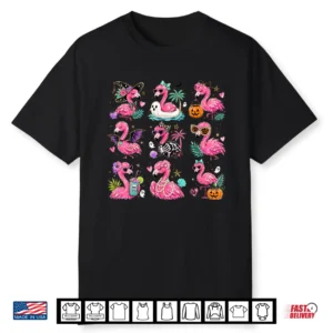 Pink Flamingo Summerween Halloween Girls Women Shirt