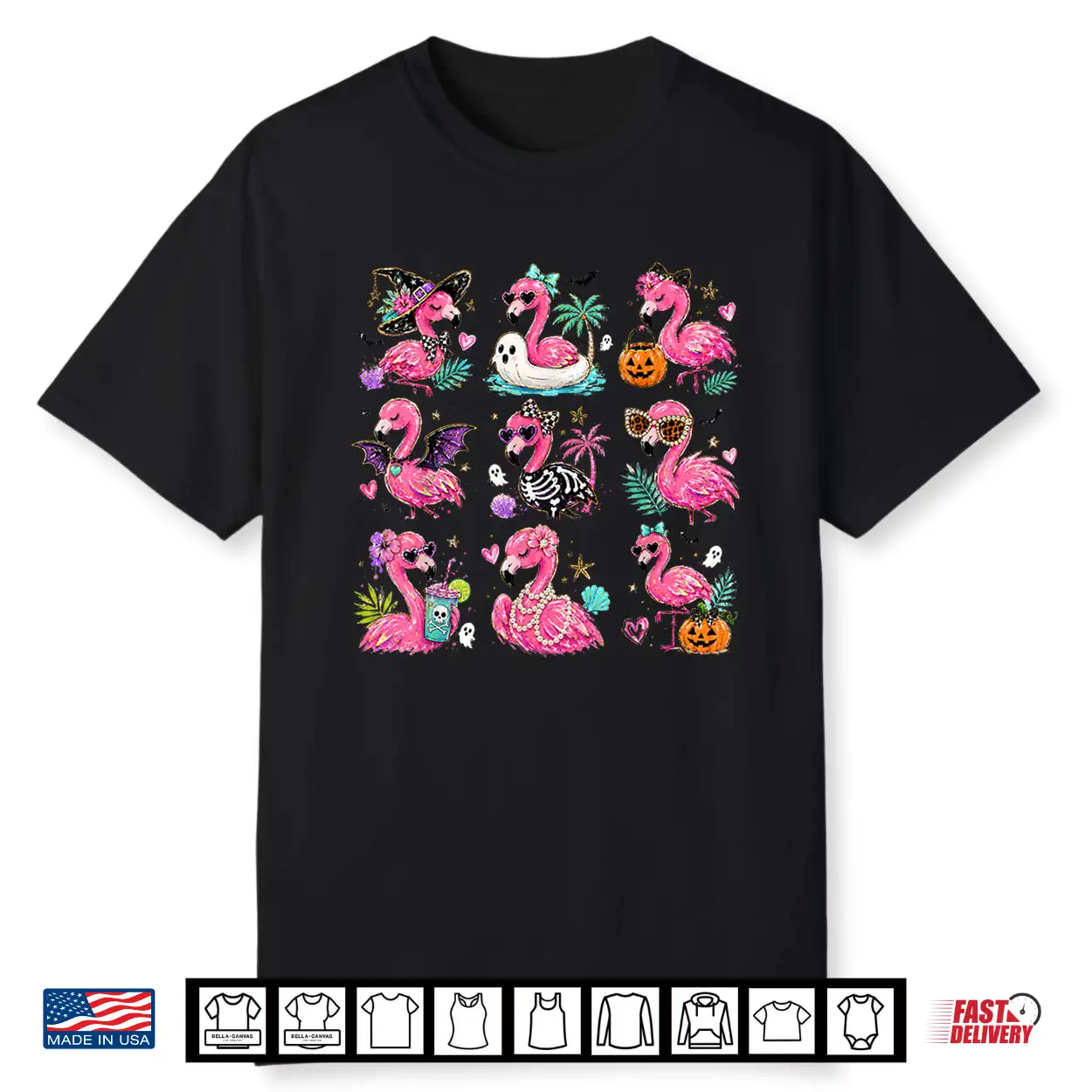Pink Flamingo Summerween Halloween Girls Women Shirt Pink Flamingo Summerween Halloween Girls Women Shirt