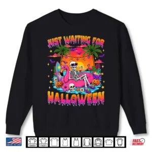 Just Waiting For Halloween Skeleton Summerween Floral Kids Shirt 2 Sweatshirt Just Waiting for Halloween Skeleton Summerween Floral Kids Shirt
