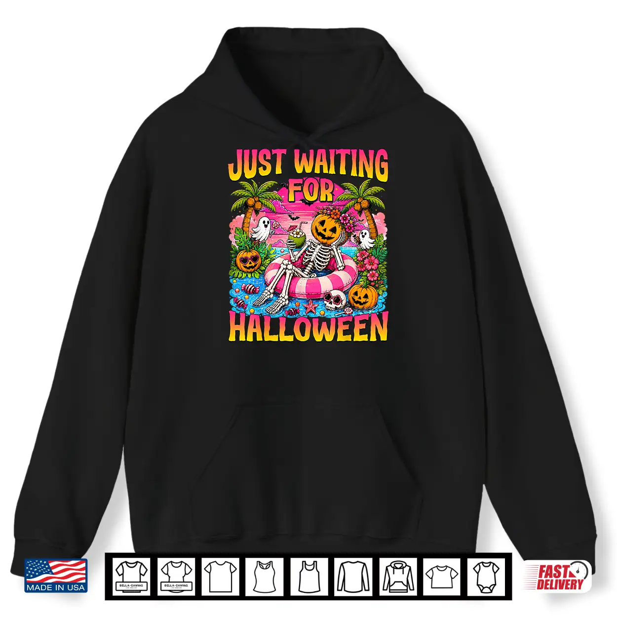 Just Waiting For Halloween Summerween Beach Spooky Ghost Shirt Just Waiting For Halloween Summerween Beach Spooky Ghost Shirt