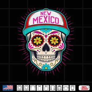 Design New Mexico Mexican Men Sugar Skull NM City Day of The Dead Shirt