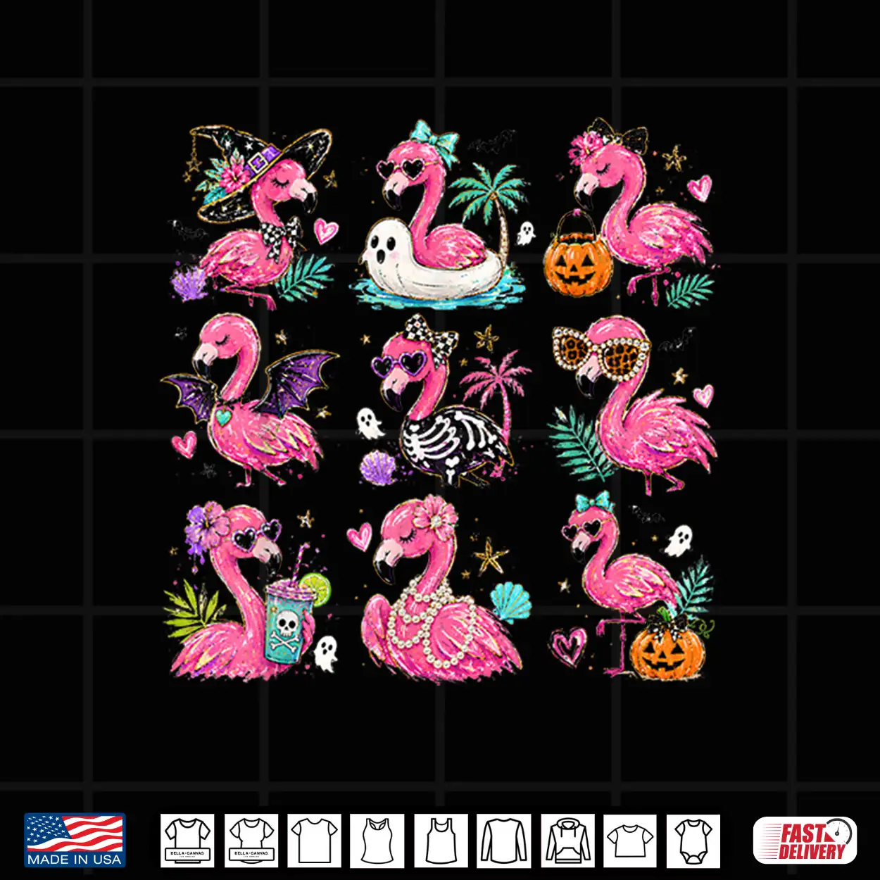 Pink Flamingo Summerween Halloween Girls Women Shirt Pink Flamingo Summerween Halloween Girls Women Shirt