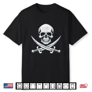 Skull And Cross Sword Bone Pirate Roger Jolly Halloween Shirt