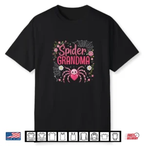Spider Grandma Family Pink Spider Silk Funny Halloween Women Shirt