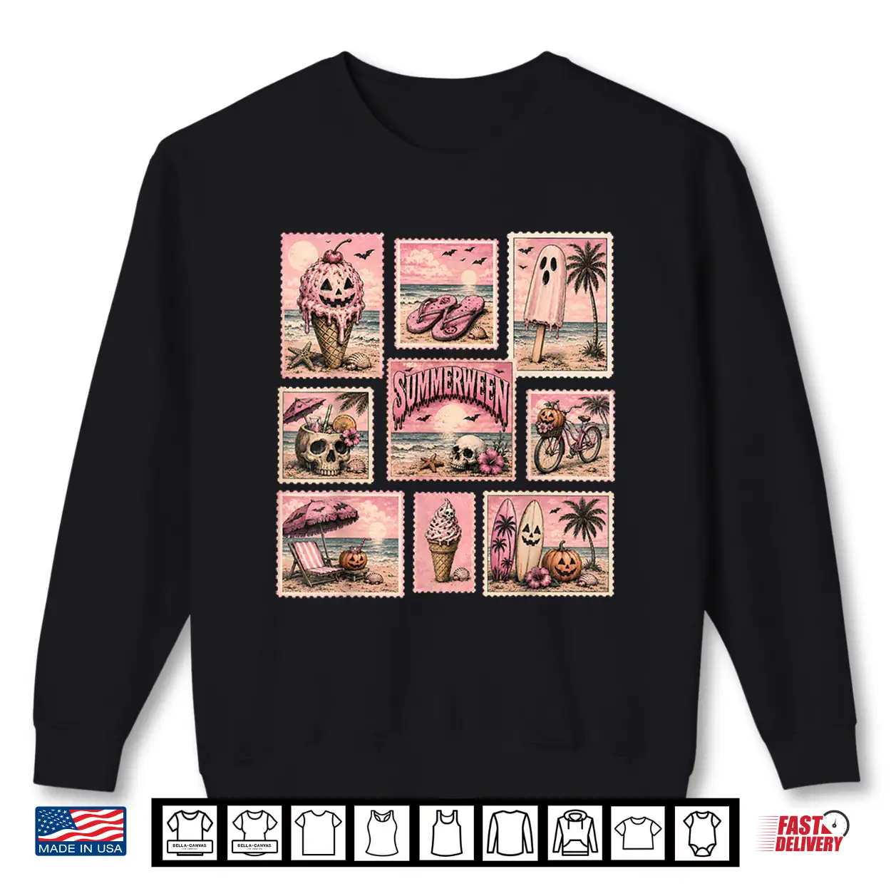 Retro Funny Boojee Ghost Summerween Stamps Beach Graphic Shirt Retro Funny Boojee Ghost Summerween Stamps Beach Graphic Shirt