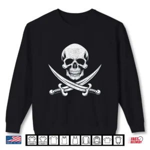 Sweatshirt Skull and Cross Sword Bone Pirate Roger Jolly Halloween Shirt