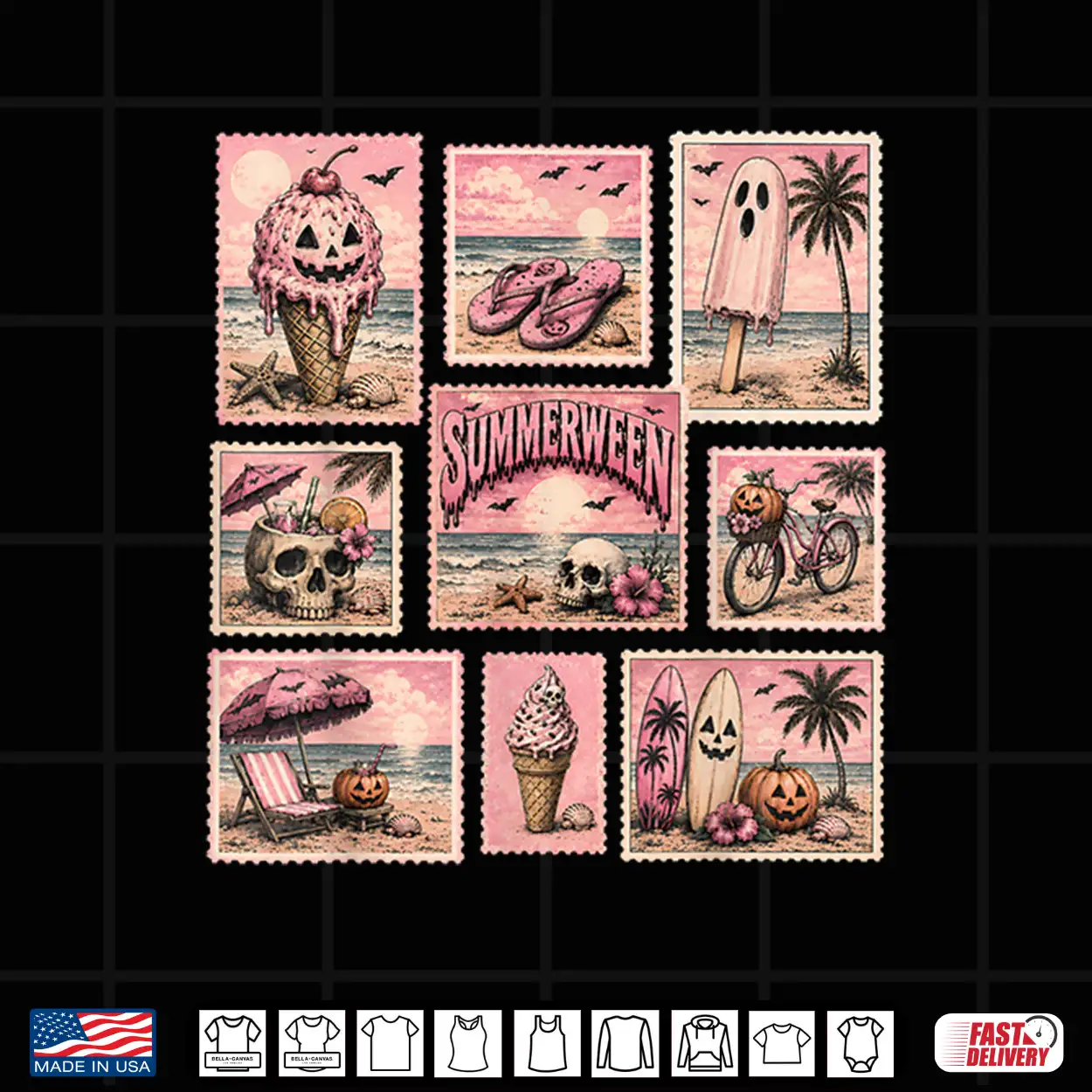 Retro Funny Boojee Ghost Summerween Stamps Beach Graphic Shirt Retro Funny Boojee Ghost Summerween Stamps Beach Graphic Shirt