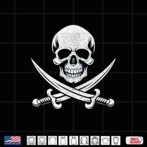 Design Skull and Cross Sword Bone Pirate Roger Jolly Halloween Shirt