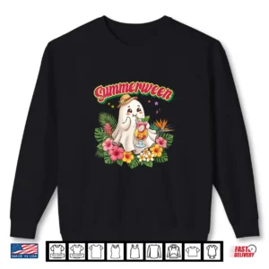 Sweatshirt Summerween Floral Ghost Tropical Spooky Summer Halloween Shirt