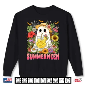 Summerween Funny Ghost Halloween Summer Floral Women Girl Shirt 2 Sweatshirt Summerween Funny Ghost Halloween Summer Floral Women Girl Shirt