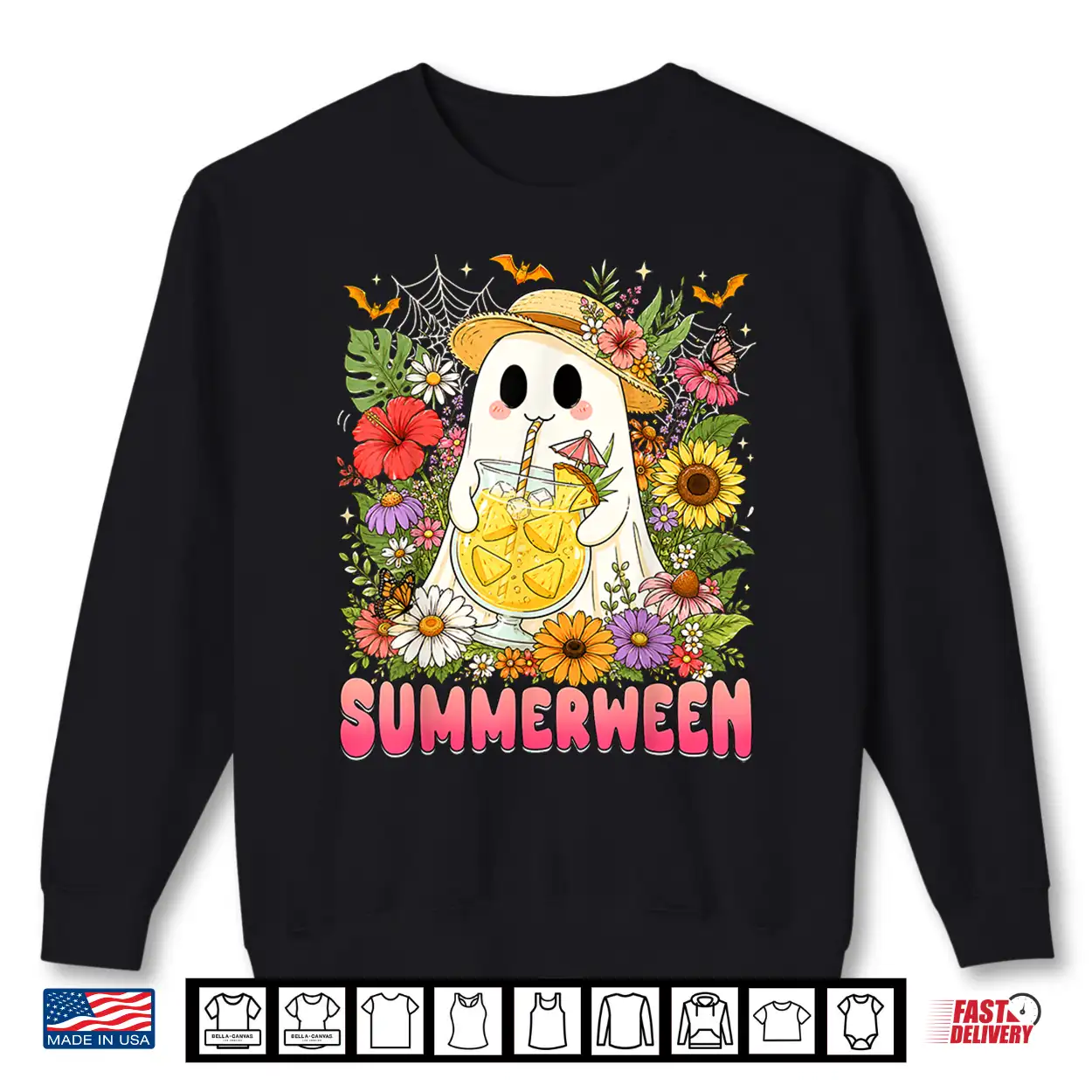 Summerween Funny Ghost Halloween Summer Floral Women Girl Shirt Summerween Funny Ghost Halloween Summer Floral Women Girl Shirt