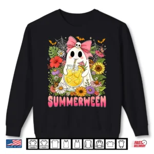 Summerween Funny Ghost Halloween Summer Floral Women Girls Shirt 2 Sweatshirt Summerween Funny Ghost Halloween Summer Floral Women Girls Shirt