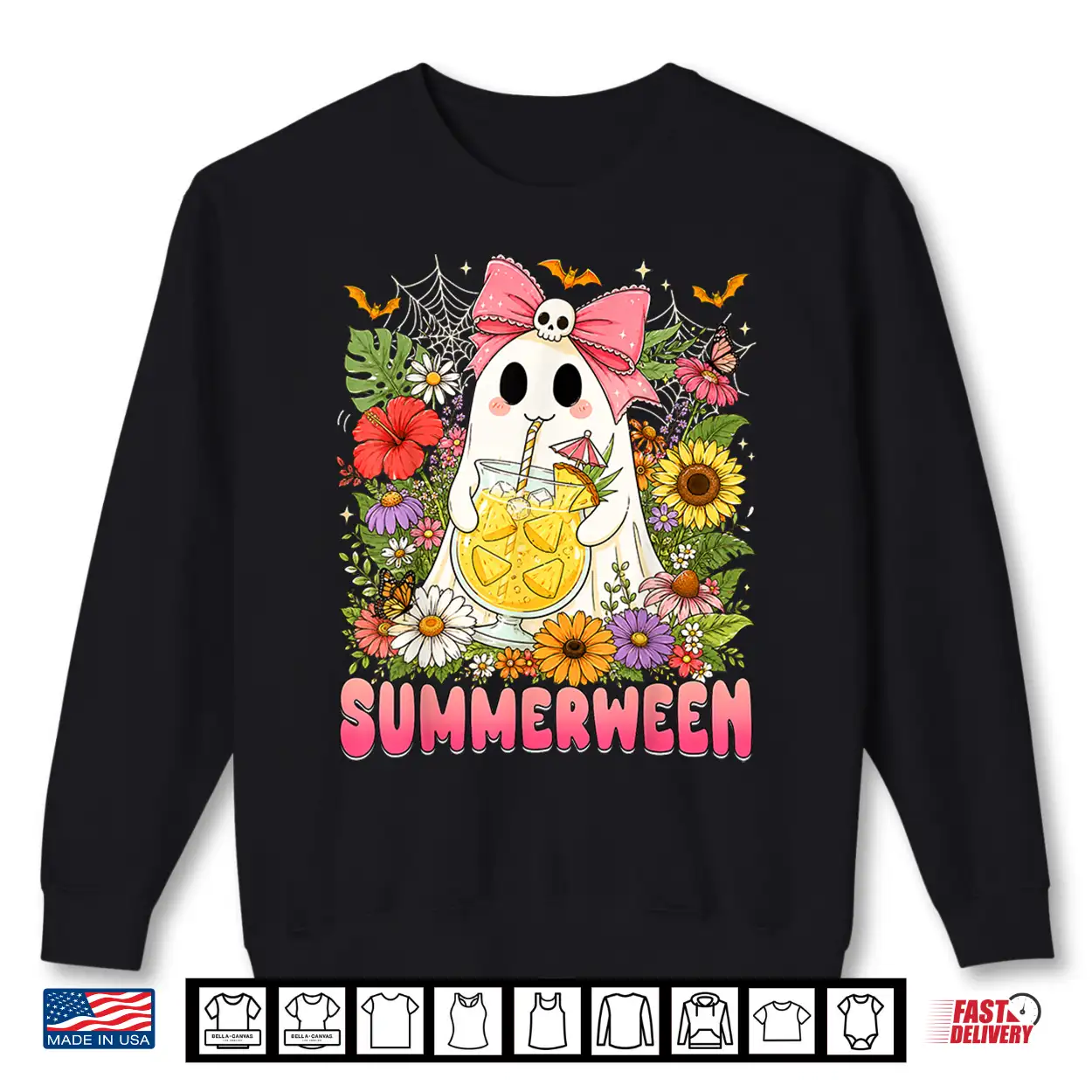Summerween Funny Ghost Halloween Summer Floral Women Girls Shirt Summerween Funny Ghost Halloween Summer Floral Women Girls Shirt