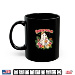 Mug Summerween Floral Ghost Tropical Spooky Summer Halloween Shirt